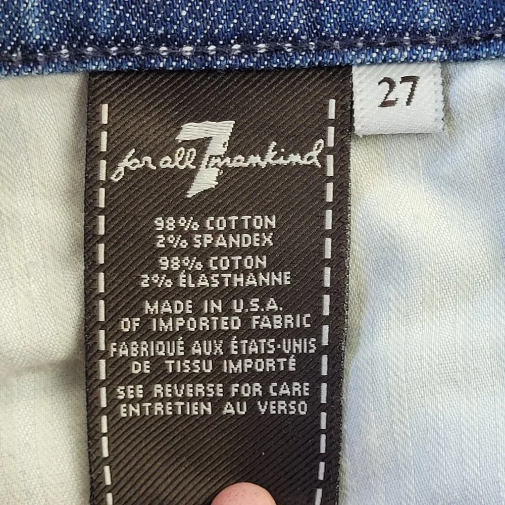 7 for all mankind woman’s blue the slim cigarette jeans size 27 - Picture 7 of 14